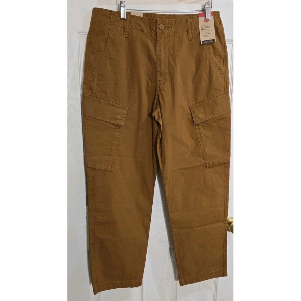 Levi's XX Cargo Taper Pants Mens 33x30 Stretch Sits Below Waist Ginger Brown NEW